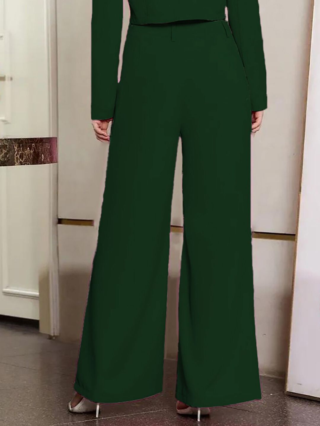 KOTTY BIZwear Basics Women Relaxed Straight Leg Straight Fit High-Rise Easy Wash Trousers