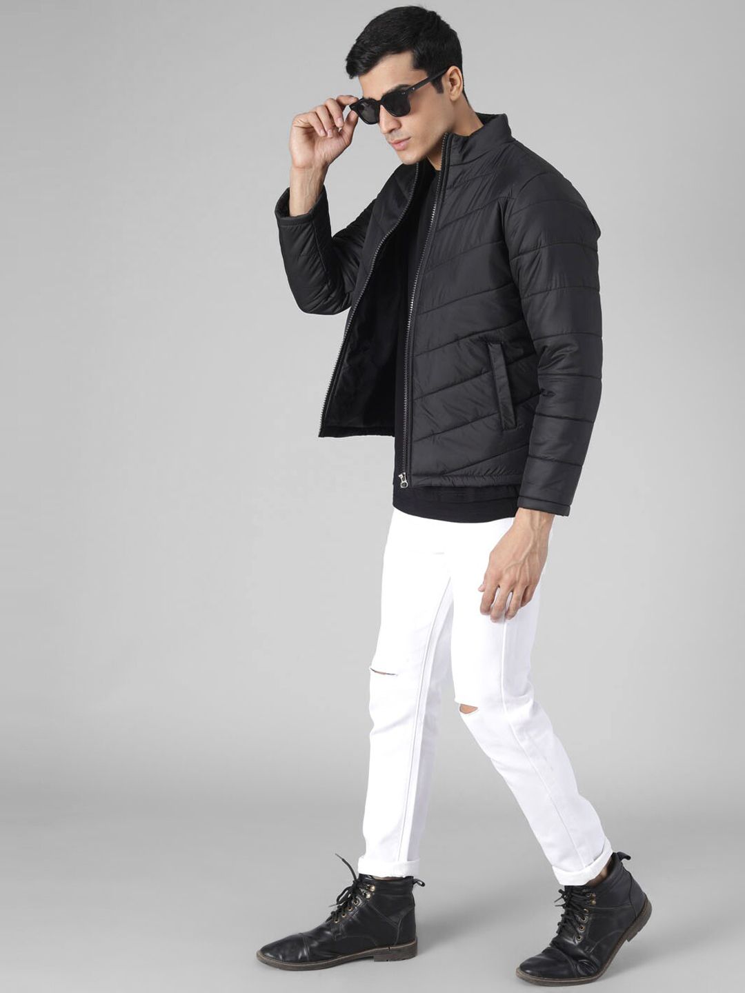 Kotty Men Black Solid Puffer Jacket