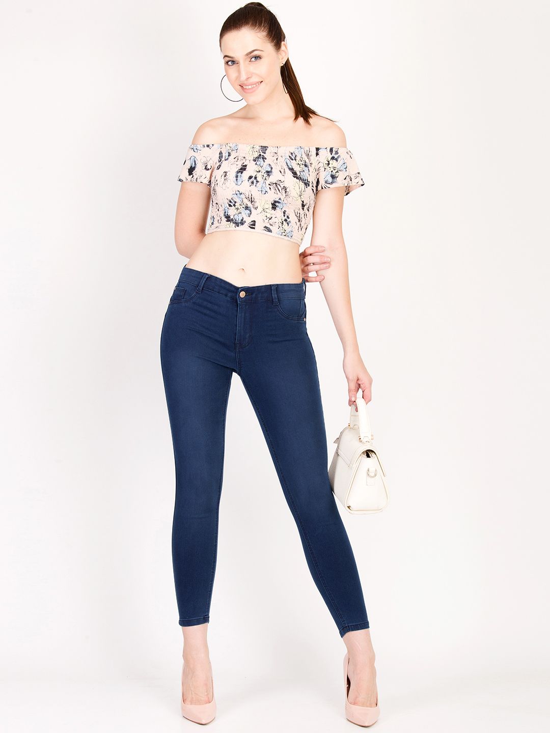 Kotty Women Blue Skinny Fit High-Rise Clean Look Stretchable Jeans