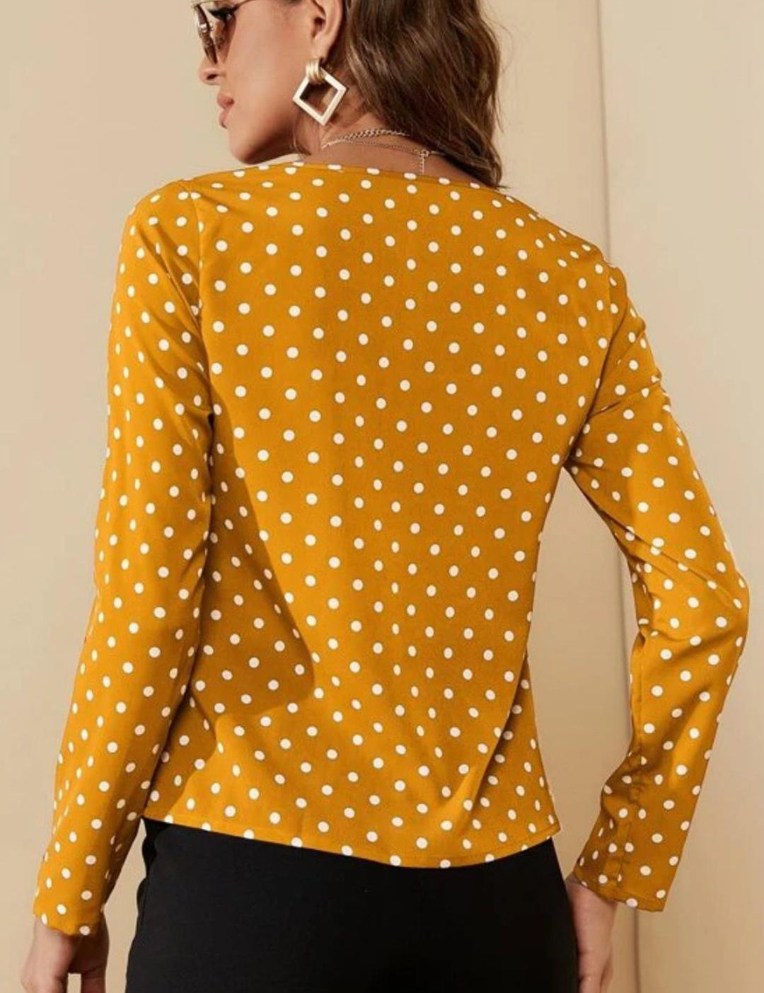 Kotty Polka Dot Print Crepe Top