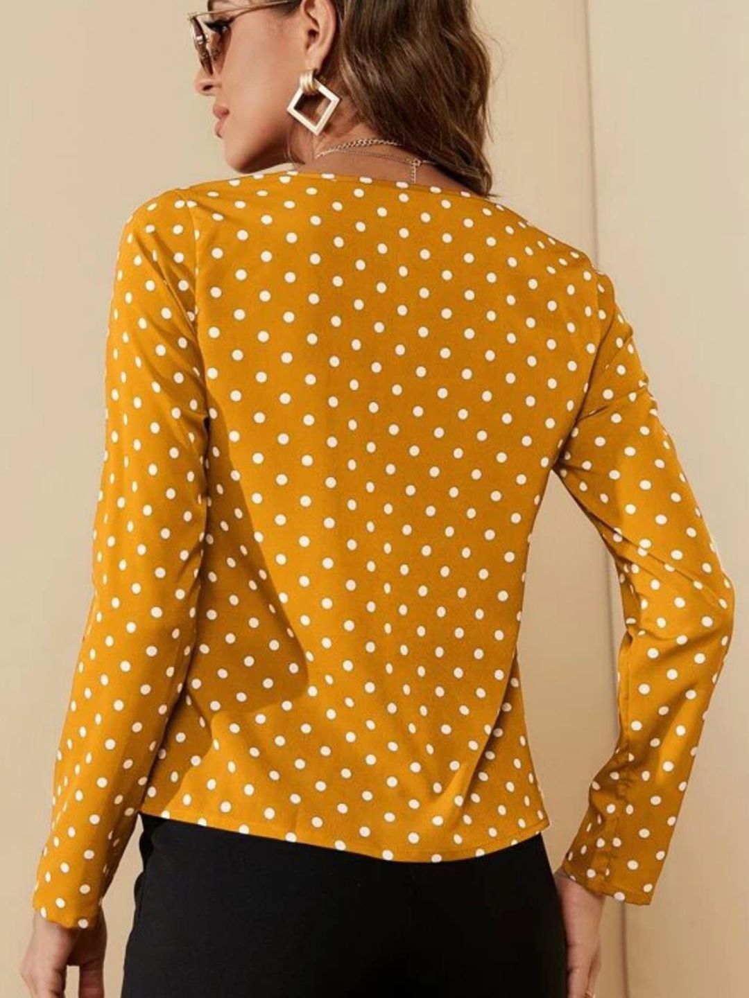 Kotty Polka Dot Print Crepe Top