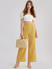 Kotty Women Multicoloured Floral Printed Relaxed High-Rise Easy Wash Trousers