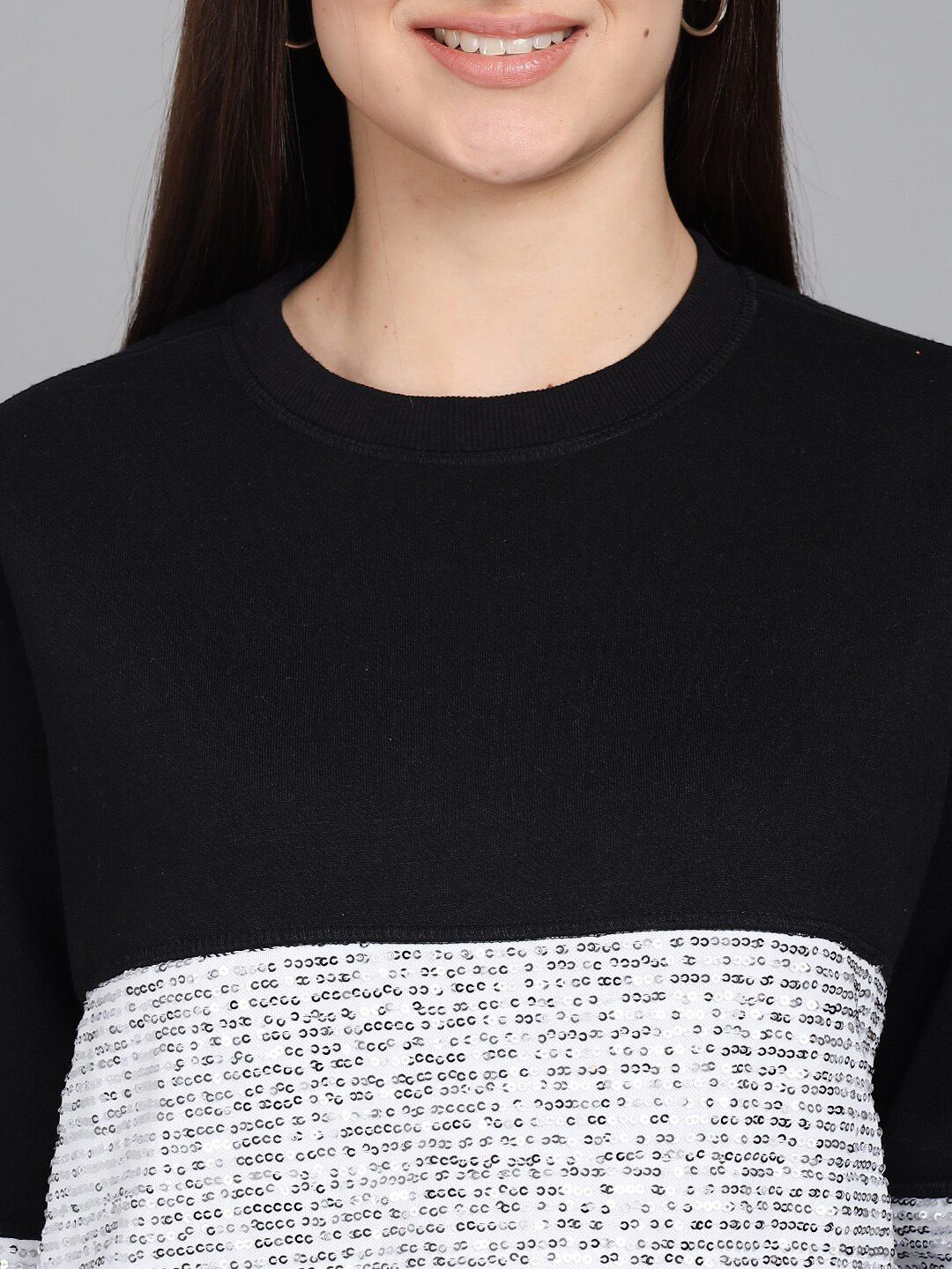 Kotty Women Black Colourblocked Sweatshirt