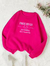 Kotty Typography Printed Round Neck Fleece Pullover Sweatshirt
