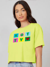 Kotty Typography Printed Round Neck Oversized T-shirt