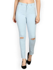 Kotty Women Blue Skinny Fit High-Rise Slash Knee Jeans