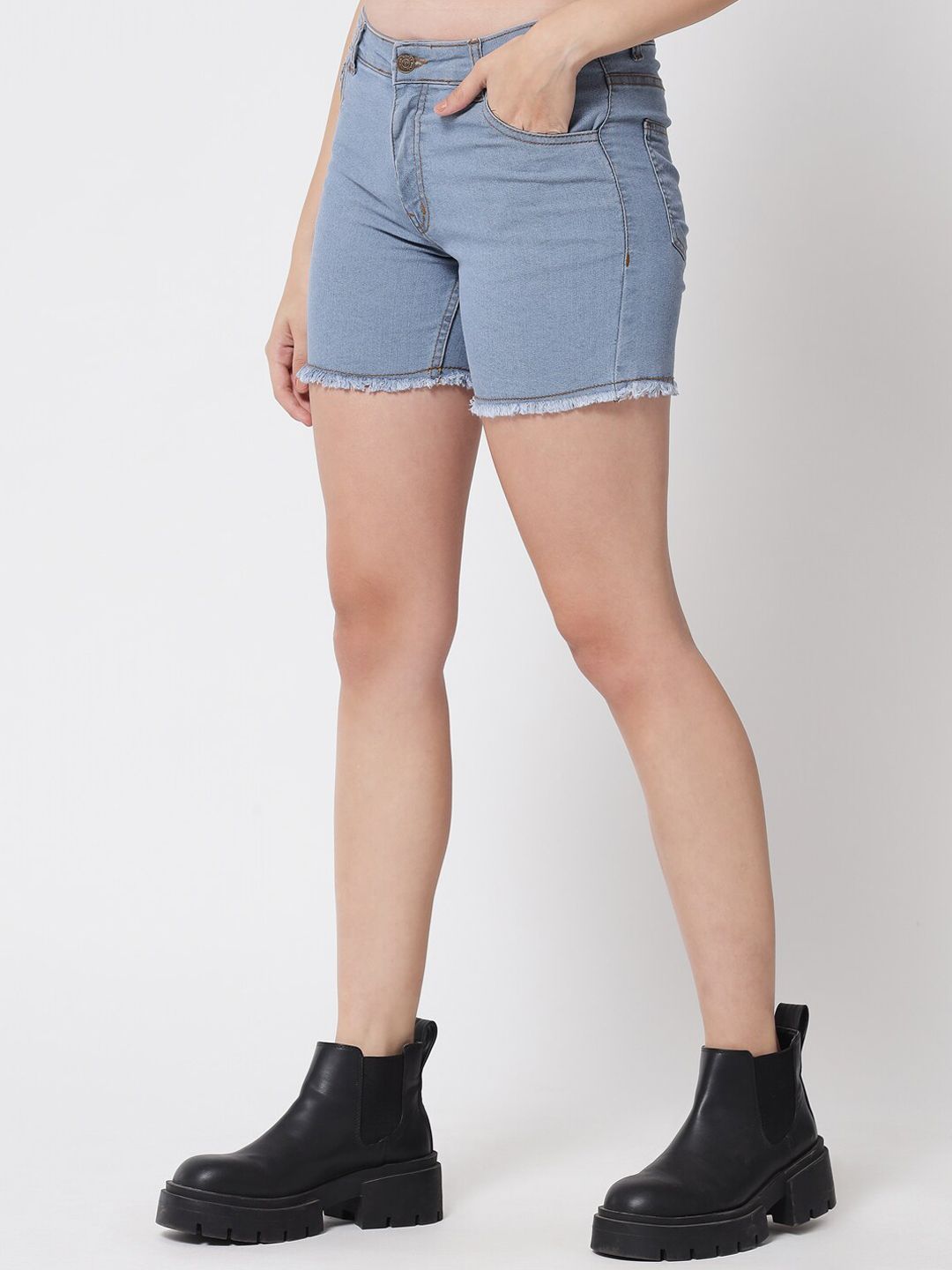 Kotty Women Blue Low-Rise Denim Shorts
