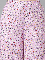 Kotty Women Relaxed Floral Printed Flared High-Rise Easy Wash Parallel Trousers