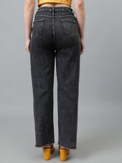 Kotty Women Jean Straight Fit Mildly Distressed Light Fade Stretchable Jeans