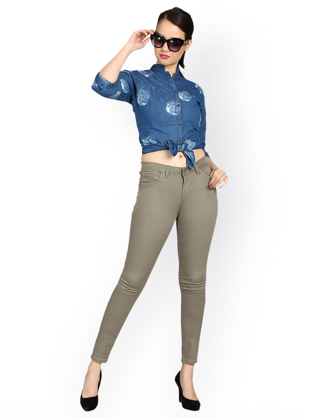 Kotty Women Grey Skinny Fit High-Rise Clean Look Stretchable Jeans