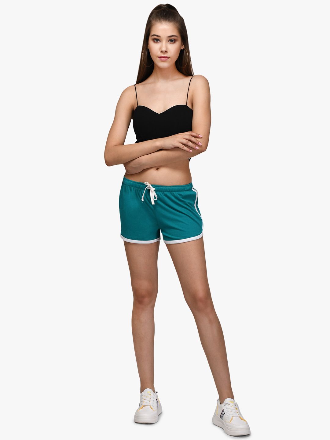 Kotty Women Teal Green Solid Regular Fit Shorts