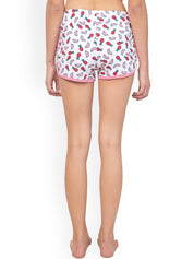 Kotty Women White & Red Graphic Printed Lounge Shorts