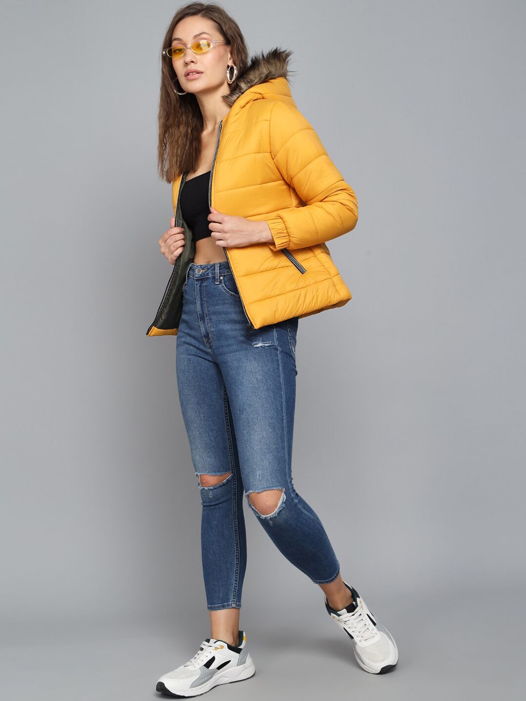 Kotty Women Yellow Outdoor Puffer Jacket
