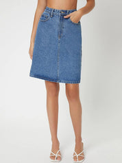 Kotty Cotton Lycra Denim A-Line Skirt