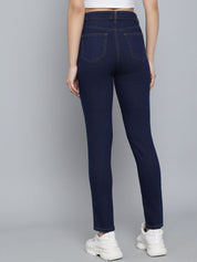 Kotty Women Blue Jean Skinny Fit High-Rise Low Distress Cropped Jeans