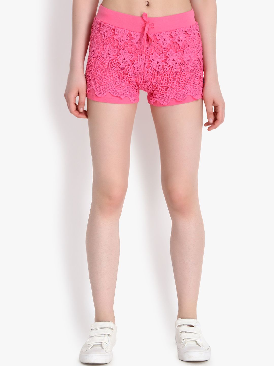 Kotty Women Pink Self Design Regular Fit Regular Shorts