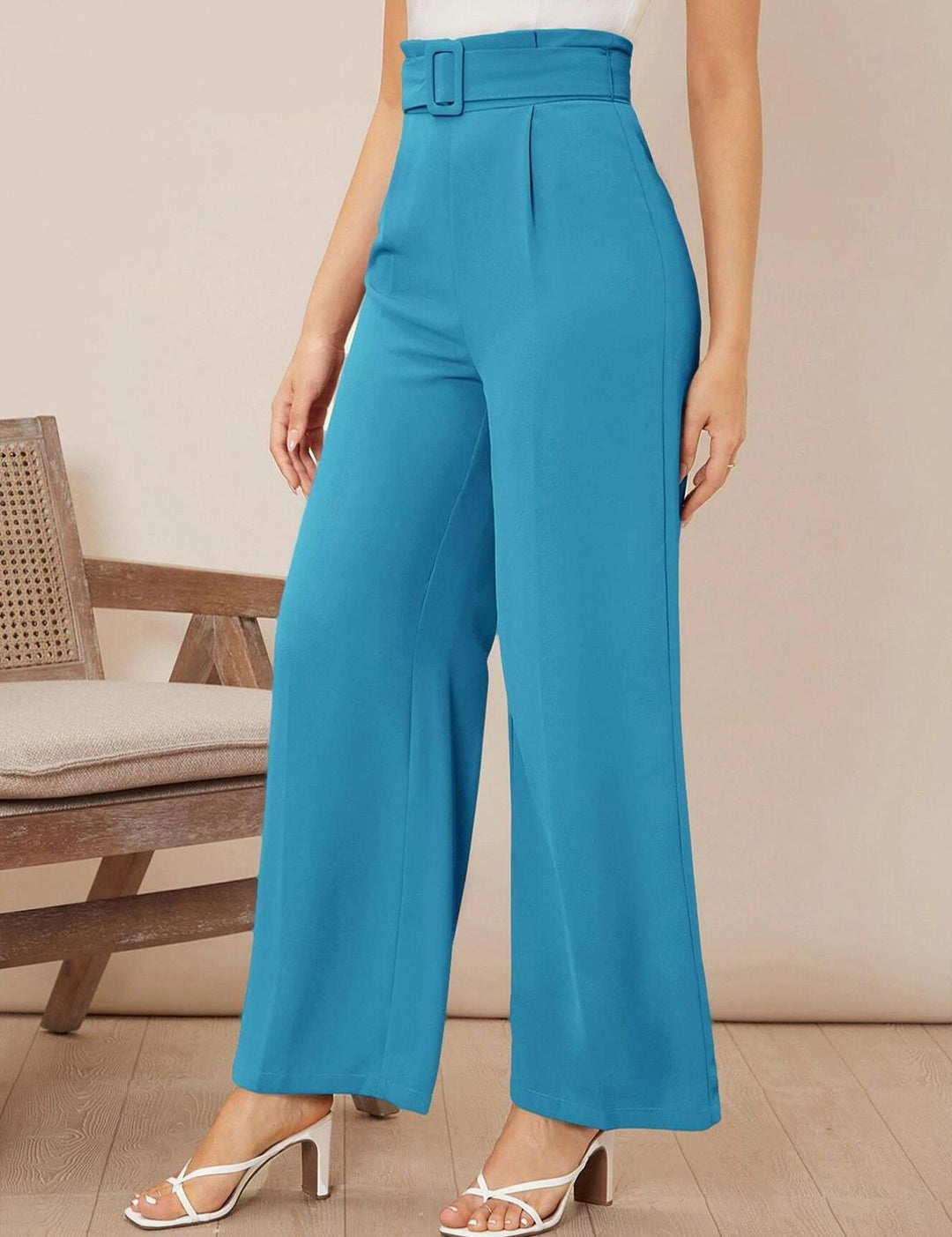 Kotty Women Pack Of 2 Relaxed High-Rise Straight Fit Easy Wash Pleated Trousers