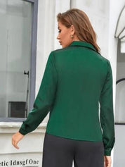 KOTTY BIZwear Green Modern Spread Collar Satin Casual Shirt