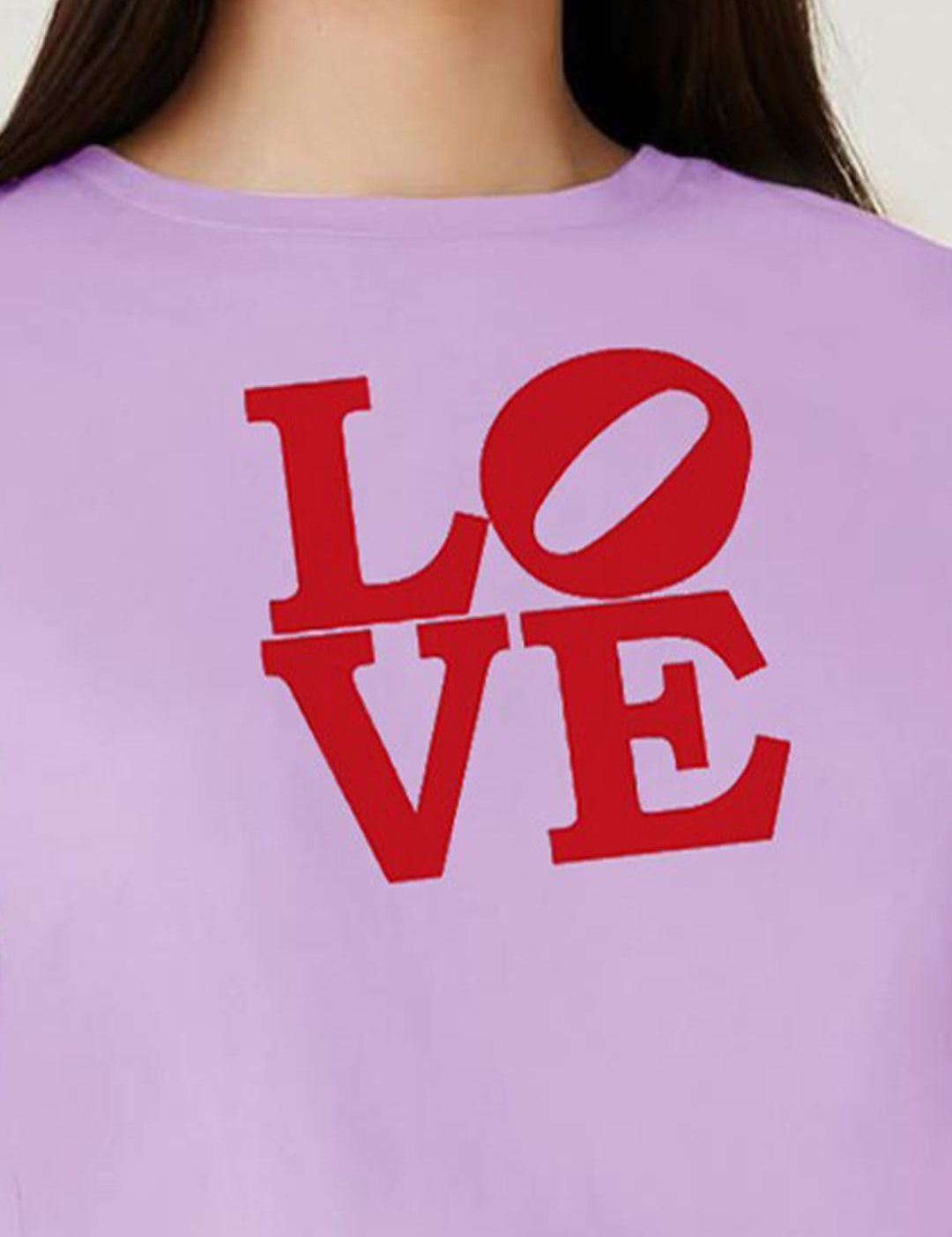 Kotty Purple Typography Printed Drop-Shoulder Sleeves Cotton Oversized Crop T-shirt