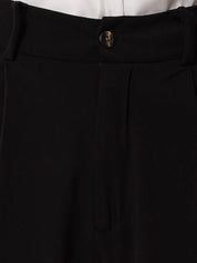 KOTTY BIZwear Women Black Relaxed Straight Leg Straight Fit High-Rise Easy Wash Pleated Trousers