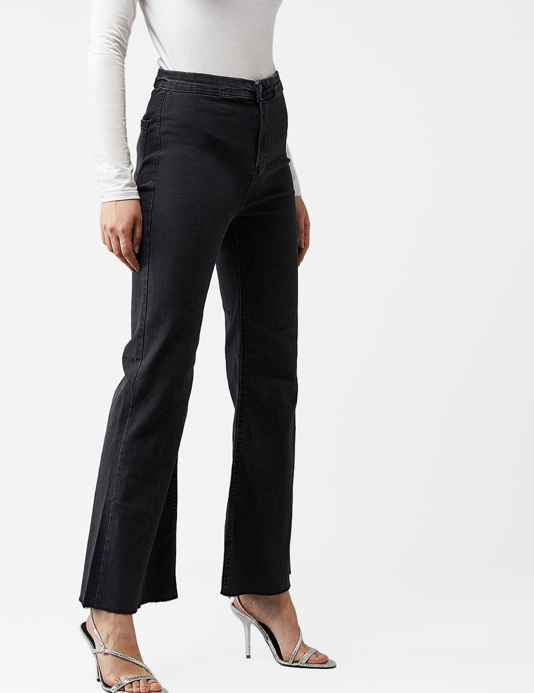 Kotty Women Black Bootcut High-Rise Clean Look Jeans