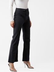 Kotty Women Black Bootcut High-Rise Clean Look Jeans