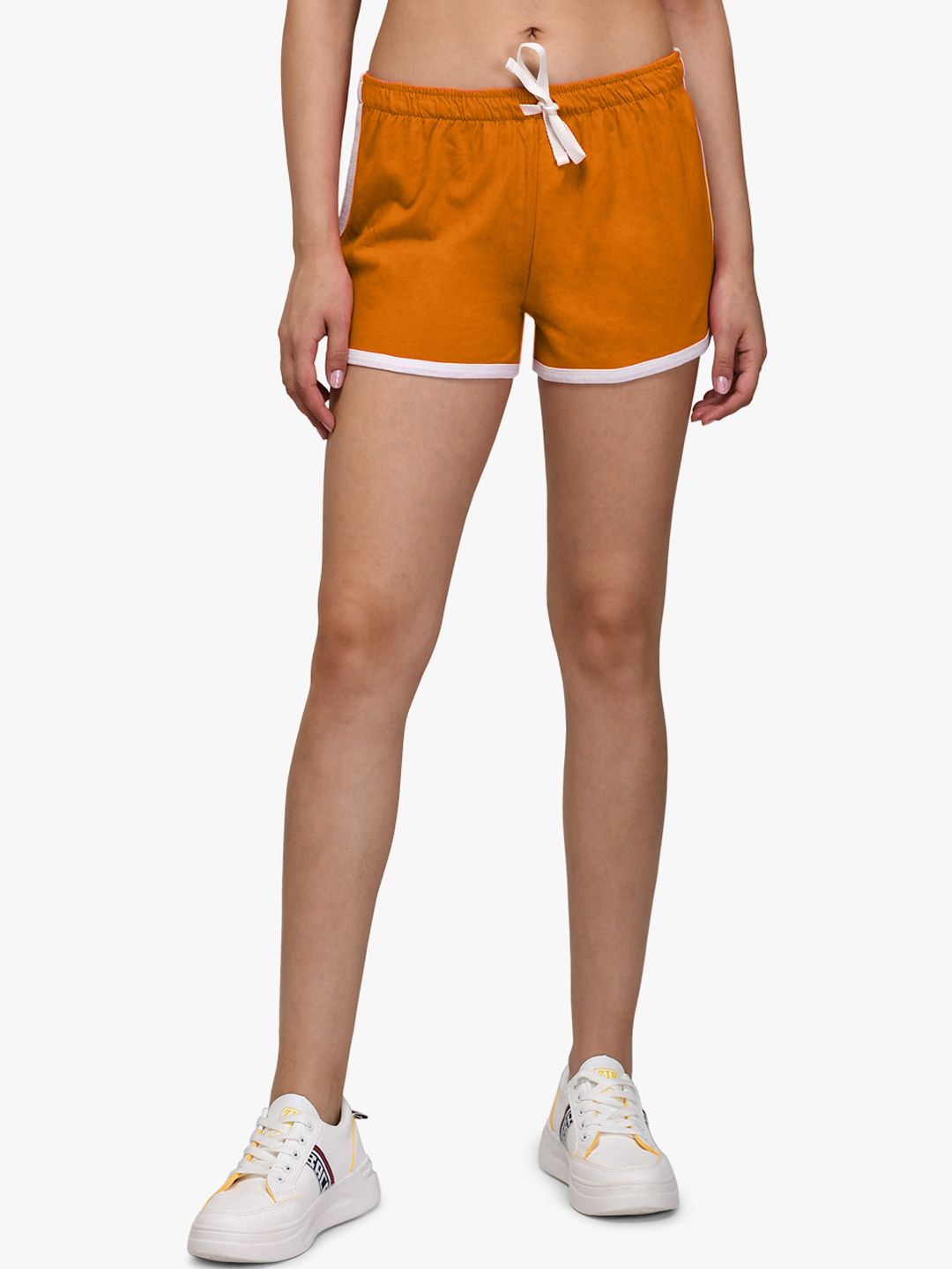 Kotty Women Mustard Yellow Solid Regular Fit Hot Pants