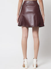 Kotty Women Brown Solid Above Knee Length A-Line Skirt
