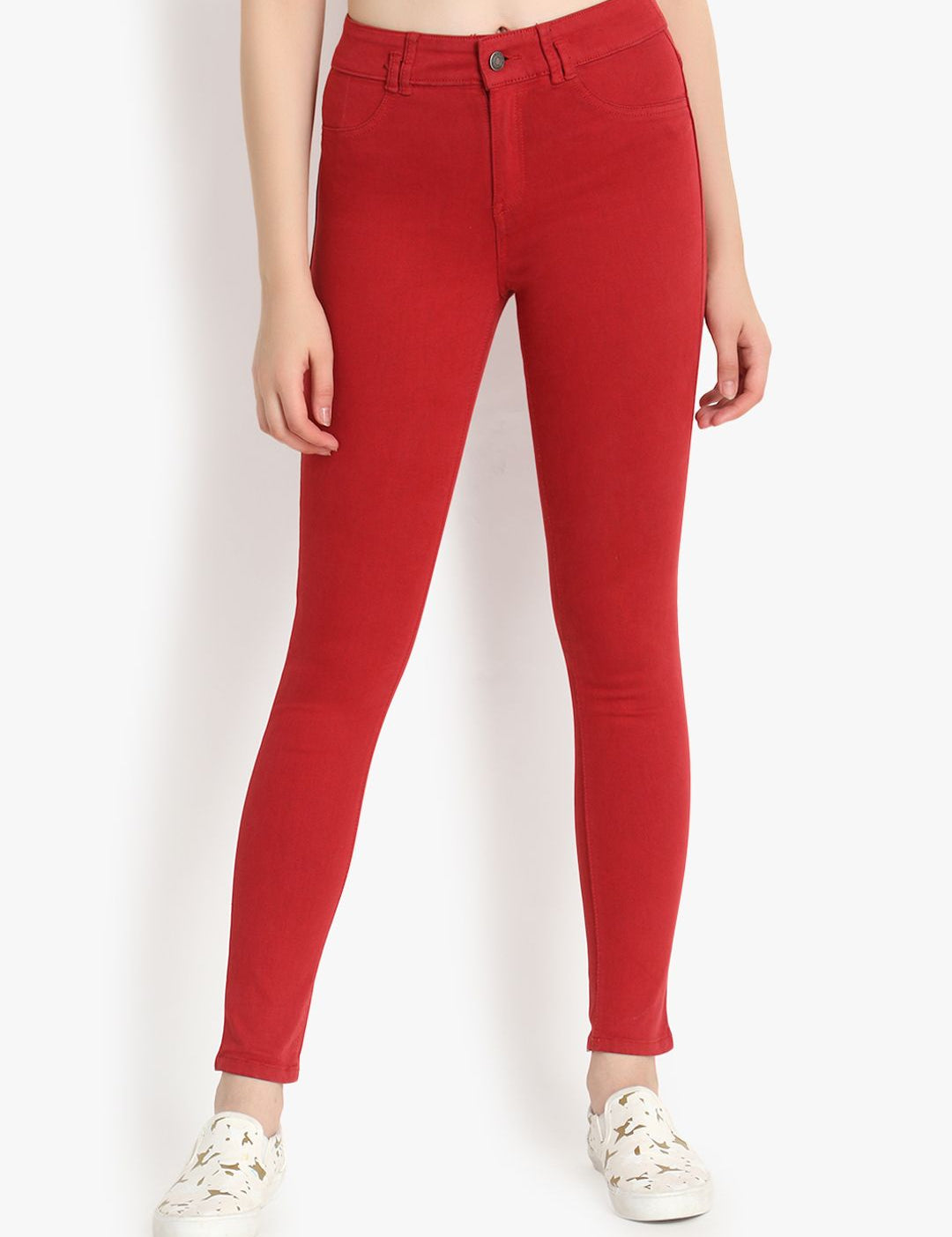 Kotty Women Red Skinny Fit High-Rise Clean Look Stretchable Jeans