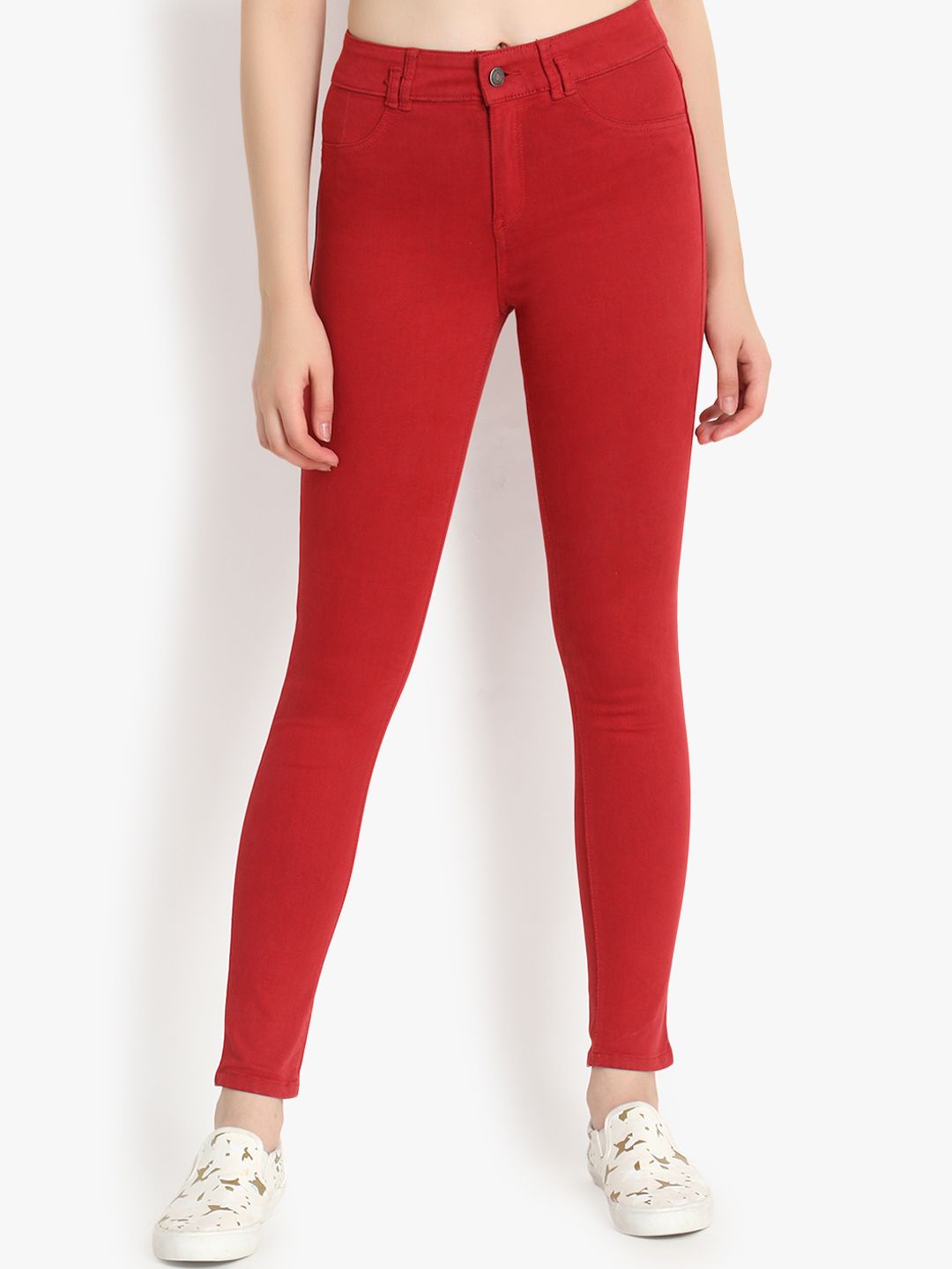 Kotty Women Red Skinny Fit High-Rise Clean Look Stretchable Jeans