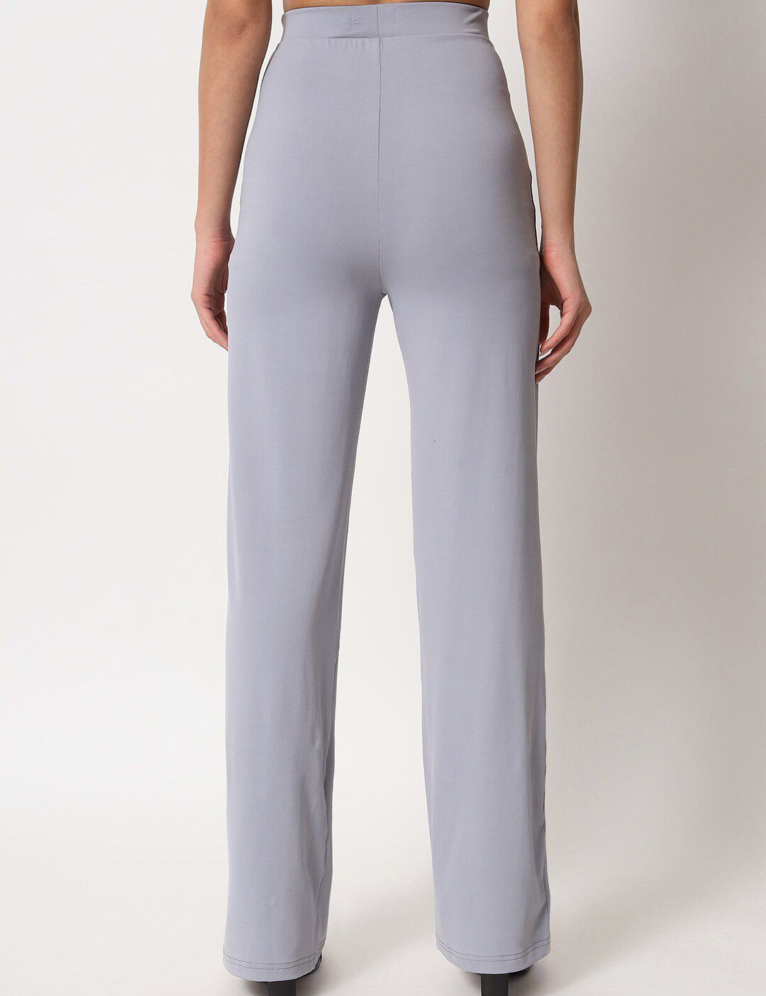 Kotty Women Grey Relaxed Straight Leg Straight Fit High Rise Easy Wash Trouser