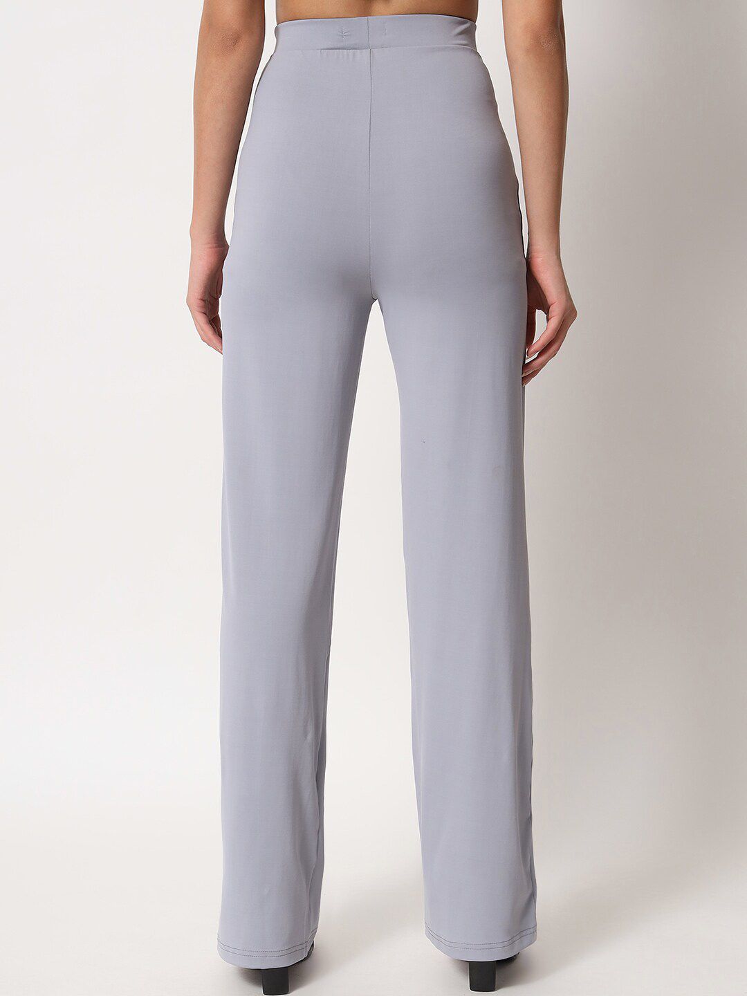 Kotty Women Grey Relaxed Straight Leg Straight Fit High Rise Easy Wash Trouser