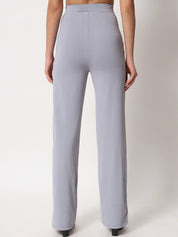 Kotty Women Grey Relaxed Straight Leg Straight Fit High Rise Easy Wash Trouser