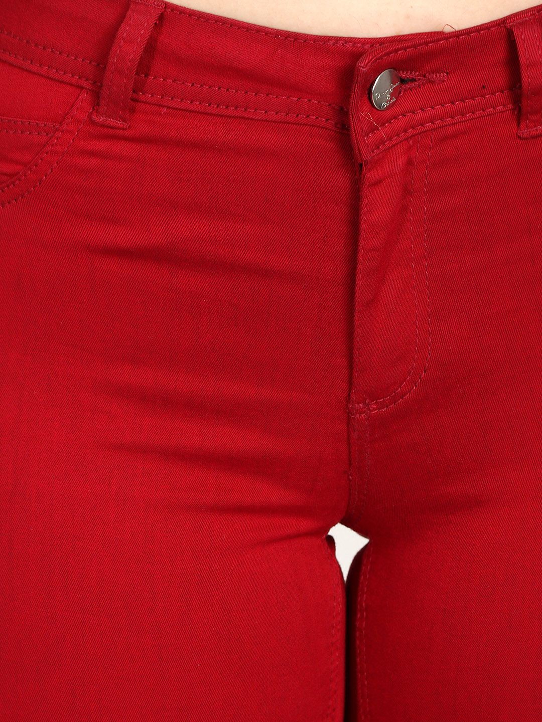 Kotty Women Maroon Skinny Fit High-Rise Clean Look Jeans