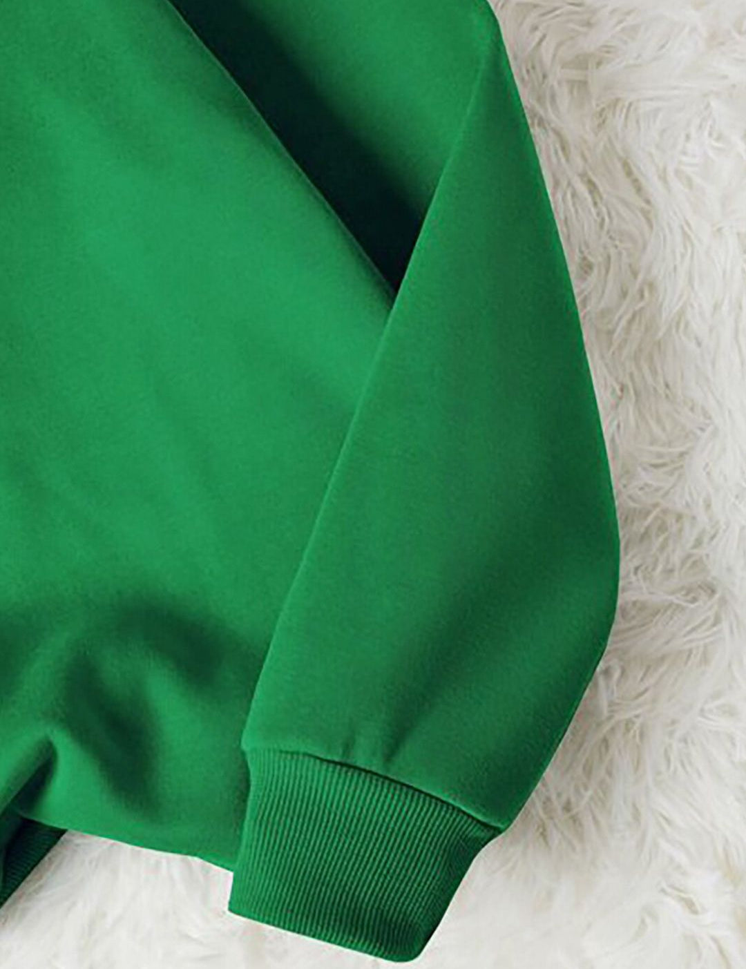 Kotty Green Typography Printed Long Sleeves Fleece Pullover Sweatshirt