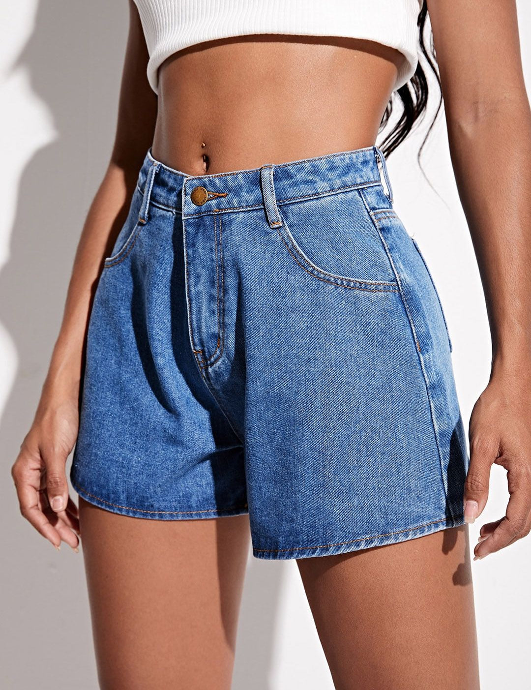 Stylecast X KOTTY Basics Women High-Rise Denim Shorts