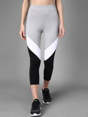 Kotty Women Black & Grey Colourblocked Running Tights
