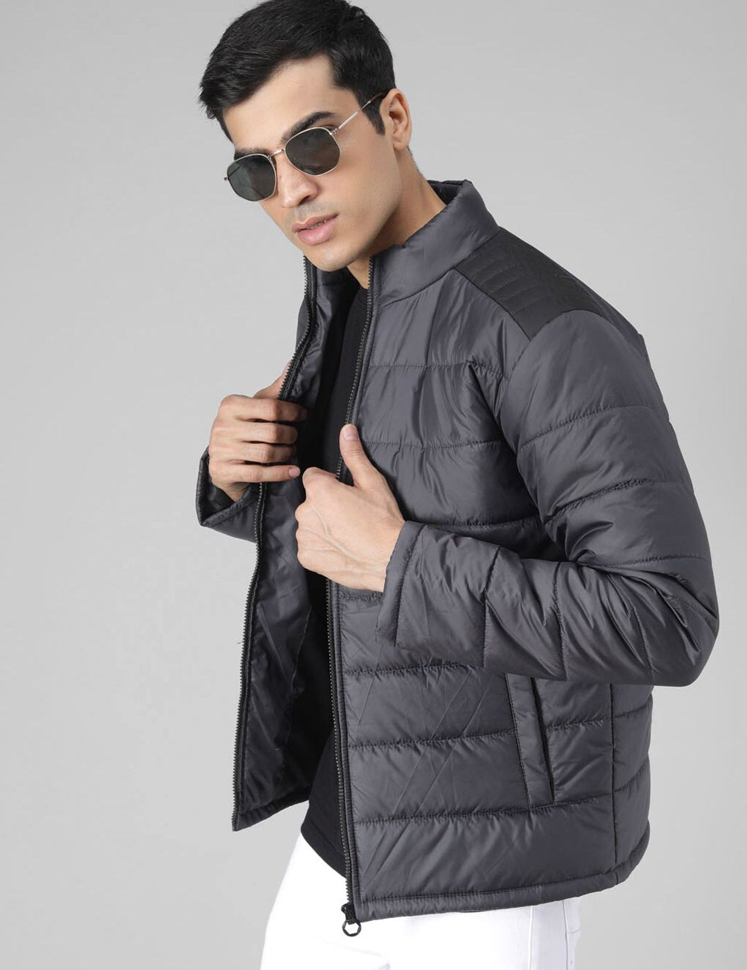 Kotty Men Black Solid Padded Jacket