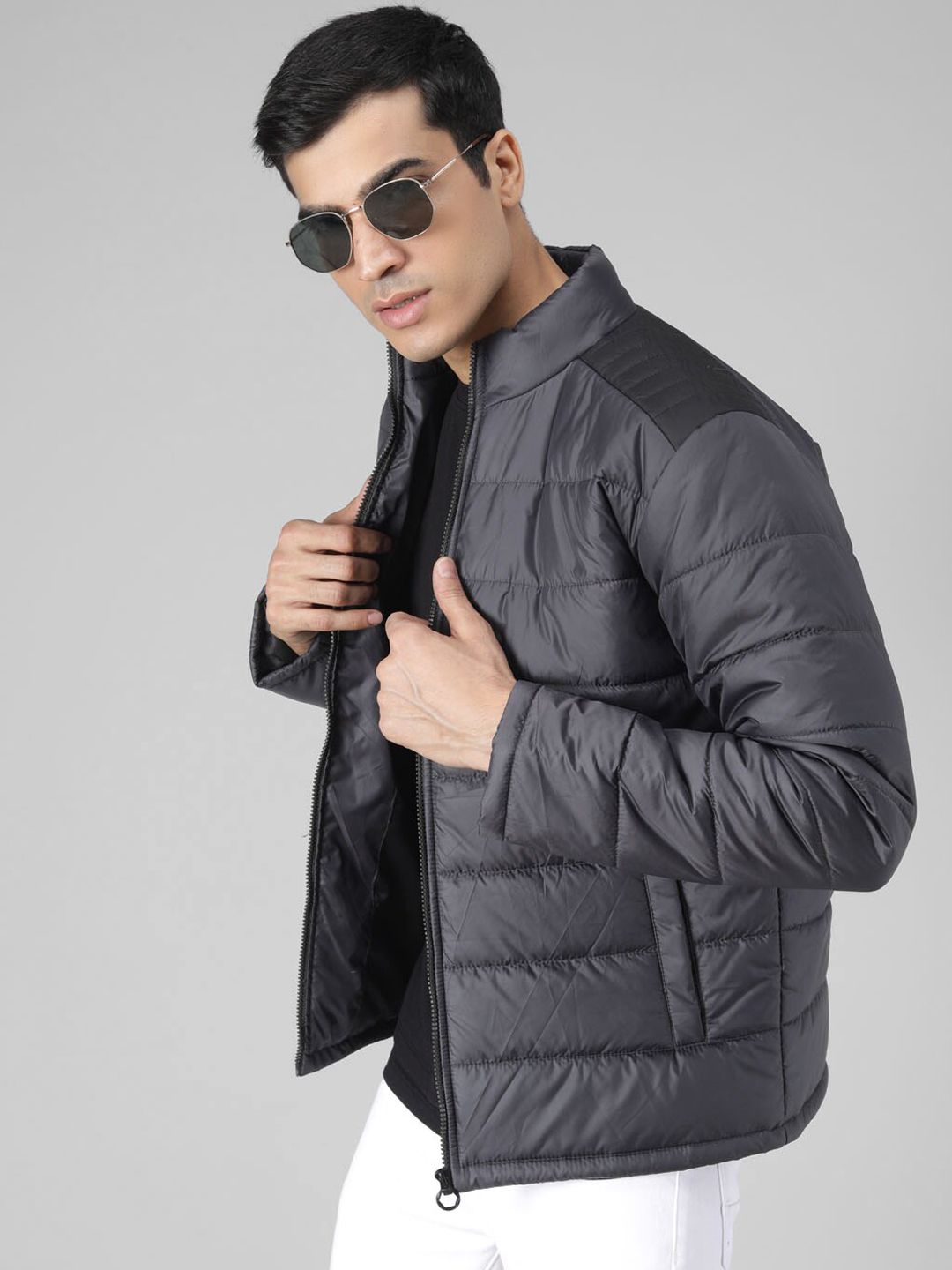 Kotty Men Black Solid Padded Jacket