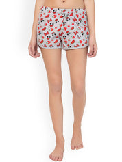 Kotty Women Grey & Red Graphic Printed Lounge Shorts