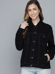 Kotty Women Black Lightweight Cotton Denim Jacket