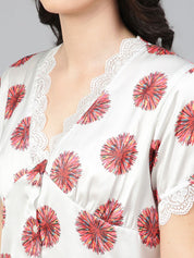 Kotty Floral Printed Satin Night Suit