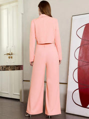 KOTTY BIZwear Peach Shawl Collar Double Breasted Blazer & Trousers