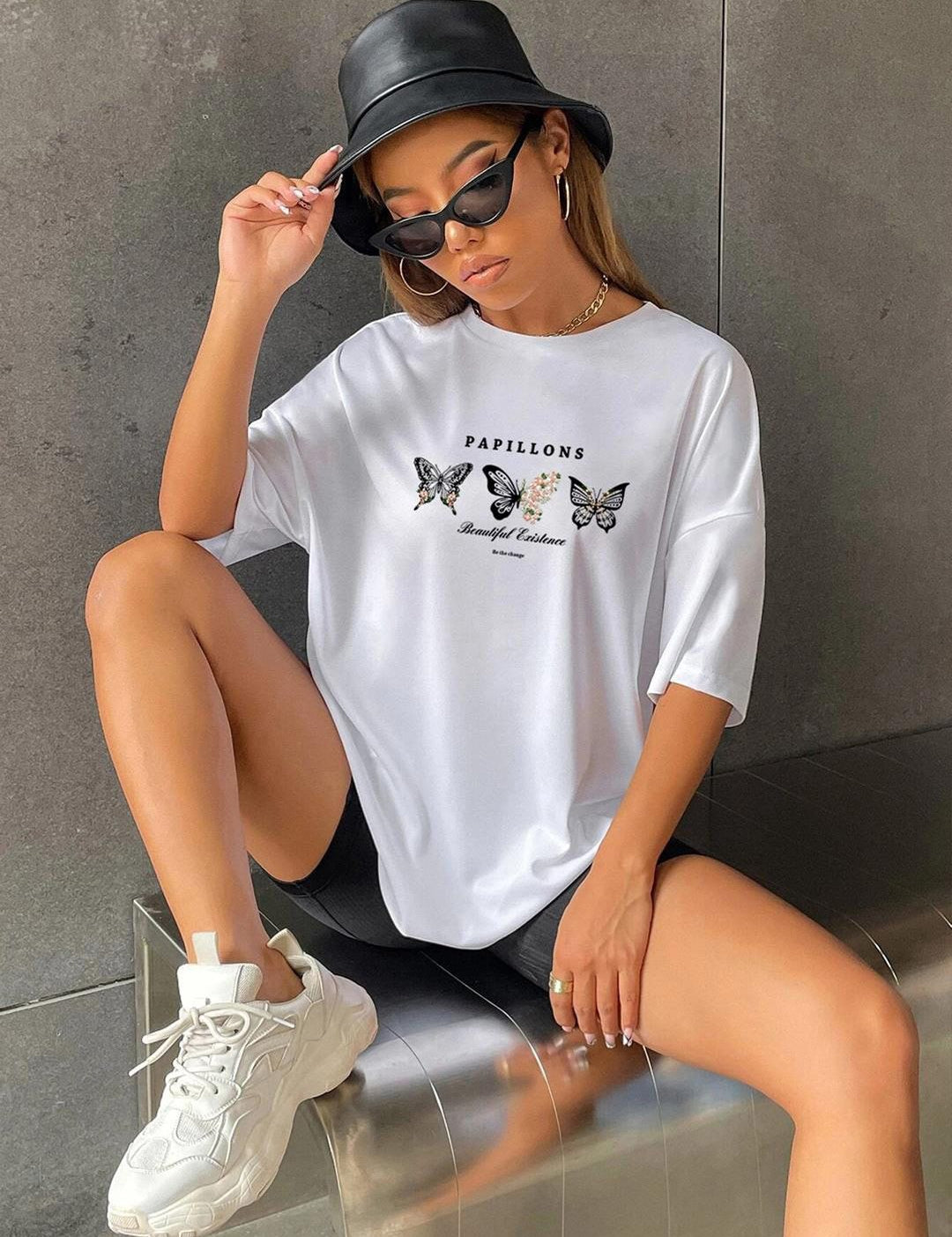 Kotty Drop-Shoulder Sleeves Oversize Cotton T-shirt