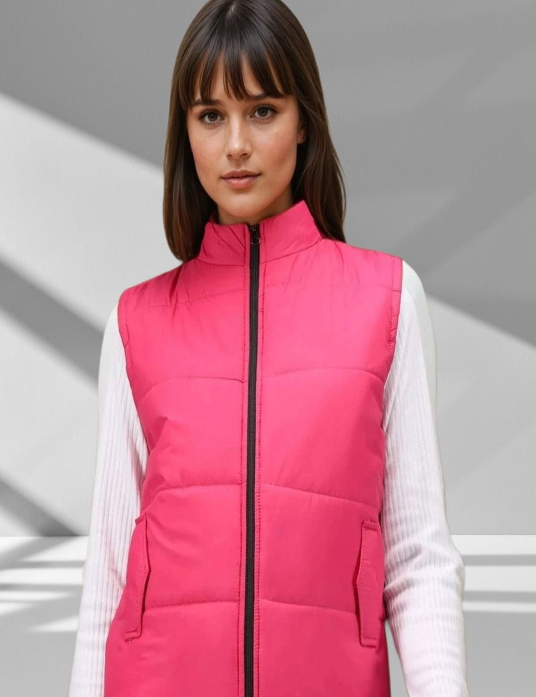 Kotty Women Stand Collar Solid Lightweight Gilet Jacket