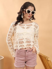Kotty Self Design Cotton Regular Top