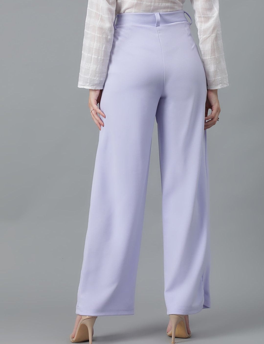 KOTTY BIZwear Women Lavender Relaxed Straight Leg High-Rise Easy Wash Parallel Trousers