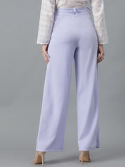 KOTTY BIZwear Women Lavender Relaxed Straight Leg High-Rise Easy Wash Parallel Trousers
