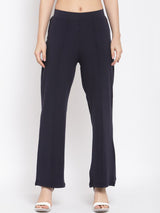 Kotty Women Black Flared High-Rise Bootcut Trousers