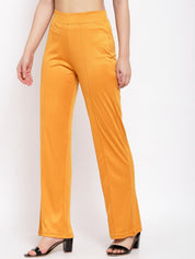 Kotty Women Yellow Flared High-Rise Parallel Trousers